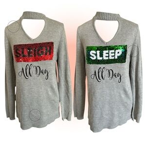 Reversible Sequin Holiday Sweater -Size Large